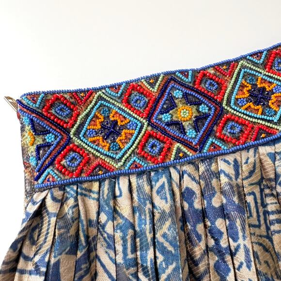 NWT Anthropologie Hemant & Nandita Pleated Beaded Midi Skirt Size XS - Picture 6 of 14